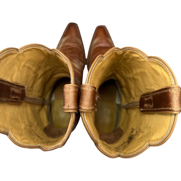 Justin Handcrafted Western Cowboy Boots BRL120 Bent Rail Brown Tan Womens 10B - Picture 12 of 14